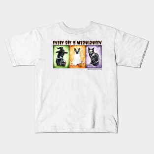 Every Day is Meowloween (Orange) Kids T-Shirt